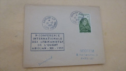 COURRIER..CACHET ABIDJAN 10-12-1953...5E CONFERENCE DES AFRICANISTES DE L´OUEST... - Brieven En Documenten