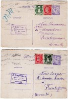 TB 116 - Entier - Postal X 2  Type IRIS X MAZELIN X CHAINES BRISEE OB  RENNES GARE 1946 Pharmacie J.SAFFRAY - Cartes Postales Types Et TSC (avant 1995)