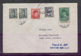 CZECHOSLOVAKIA 1946 LETTER PRAHA 47 TO TREBEN MIXED DEFINITIVE FRANKING - Covers & Documents