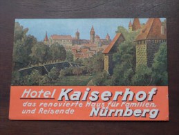 Hotel KAISERHOF Nürnberg ( Etiket ) ( Zie Details Foto ) ! - Visiting Cards
