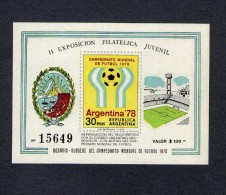 ARGENTINA 1978 WORLD CUP FOOTBALL SOCCER EXPOSICION FILATELICA JUVENIL 77 BLOCK MNH - Hojas Bloque