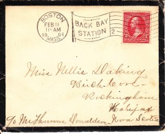 USA Mourning Cover Boston To Birch Cove, NS Franked Scott #252 - Storia Postale