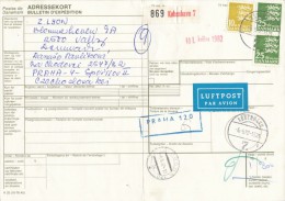 C06065 - Denmark (1982) Kobenhavn 20 / Par Avion / - To Czechoslovakia: 220 00 Praha 120 / 140 00 Praha 4 - Lettres & Documents
