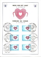 België   Herdenkingskaart   1992     Week Van Het Hart    6  Afstempelingen - Souvenir Cards - Joint Issues [HK]