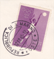 Enveloppe Avec Courrier Du Secrétariat D´Etat SAN MARINO, Timbre 20 Lires Poste Aérienne (basketeur JO Roma 1960 - Brieven En Documenten