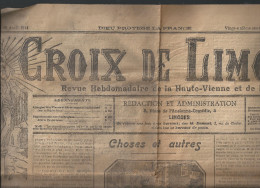 Croix De Limoges Revue Hebdomadaire De La Haute Vienne Et De La Creuse N°1072 Du 26 Avril 1914 - Limousin