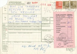 C06119 - Denmark (1974) Vaerlose - Hareskov / - To Czechoslovakia: Decin 2, Praha 121, Praha 412 Modrany - Timbres-taxe