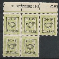 PRE 529  Bloc 5  **  Bdf  31 Décembre 1945  GEL... - Typografisch 1936-51 (Klein Staatswapen)