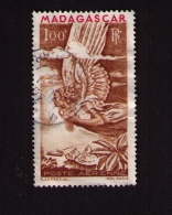 Timbre Oblitéré Madagascar, Poste Aérienne, Allégorie, 100 F, 1944 - Posta Aerea