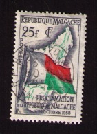 Timbre Oblitéré Madagascar, Proclamation De La République, 25 F, 1959, Degaris - Used Stamps