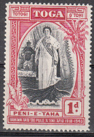 Tonga    Scott No.  82    Unused Hinged    Year  1944 - Tonga (1970-...)