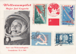 SPACE, COSMOS, IURI GAGARIN, COSMONAUT, SPACE SHUTTLE, CM, MAXICARD, CARTES MAXIMUM, 1961, RUSSIA - Russia & USSR