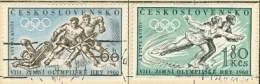 Tschechoslowakei Mi. 1183 - 1184 Gest. Olympische Winterspiele Squaw Vakkey USA 1960 Eishockey Eiskunstlauf Paare - Inverno1960: Squaw Valley