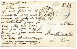 ALGER HUSSEIN DEY CP En FM Du 22/07/1941 + Cachet 13 Ième Régiment Du Génie - Storia Postale