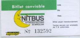 BILLETE NOCTURNO DE LOS AUTOBUSES TUBSAL  BARCELONA  // NITBUS// (1) - Europa