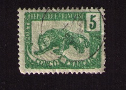 Timbre Oblitéré Congo Français, Panthère, 5, 1901 - Used Stamps