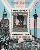 .BULK:2 X KOREA DRP (north) 1982 Diana Birthday Big Ben Clock. OVPT:BLUE. Sheetlet - Orologeria