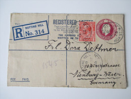 Registered Letter 1925 Notting Hill - Nienburg 6 Stempel / Six Cancels. Bahnpoststempel Hannover - Wilhelmshaven Zug 132 - Covers & Documents