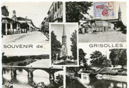 *** Cpsm - Souvenir De GRISOLLES Multivues - Place De La Mairie L'église Le Pont (2 Scans) - Grisolles