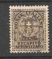 1930 Recapito Autorizato 10c - Sas 3 - Taxe