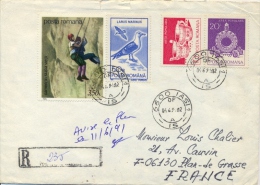 Romania 1991 Registered Cover To France With 3,50 L Mountain Rescue +  10 B Bird Larus Marinus + 10 L And 20 L. Folk Art - First Aid