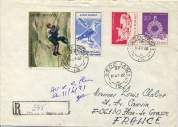 Romania 1991 Registered Cover To France With 3,50 L Mountain Rescue +  10 B Bird Larus Marinus + 10 L And 20 L. Folk Art - Secourisme