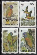 St. Lucia MNH Scott #902-#905 Set Of 4 Amazonian Parrots - World Wildlife Fund - St.Lucie (1979-...)