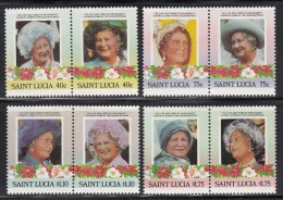 St. Lucia MNH Scott #782-#785 Set Of 4 Pairs Queen Mother's 85th Birthday - St.Lucie (1979-...)