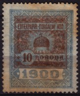 1900 Hungary - Value Added Tax (VAT) FISCAL BILL Tax - Revenue Stamp - 10 K  - Used - CROWN - Fiscale Zegels