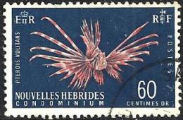 FRANCAISE NEW HEBRIDES FISH "RF" ON RIGHT PART SET OF 1 STAMP 60 CENTIMES USED 196.(?) SGF? READ DESCRIPTION !! - Used Stamps