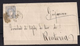 1872, CARTA CIRCULADA DE MADRID A RENTERIA, 50 MILÉSIMAS, ED. 107 - Cartas & Documentos