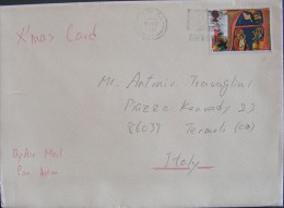 UK 1991 AIR MAIL TO Italy Letter Christmas Religion Used COVER - Briefe U. Dokumente