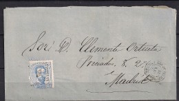 1872, ENVUELTA CIRCULADA DE RUA DE VALDEORRAS  A MADRID, 10 CUARTOS, ED. 121 - Cartas & Documentos