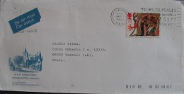 UK 1991 AIR MAIL TO Italy Letter Christmas QUEEN ELISABETH II 2 Used COVER - Storia Postale