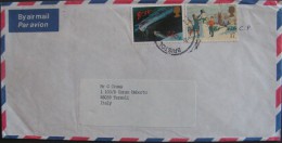UK 1992 AIR MAIL To Italy Letter GIOTTO HALLEY Comet Christmas Snowman QUEEN ELISABETH II 2 Used COVER - Lettres & Documents