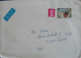 UK 1993 AIR MAIL To Italy Letter 1981 Children's Drawing Christmas 3p. QUEEN ELISABETH II 2 Used COVER - Brieven En Documenten