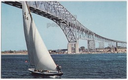 BLUE WATER BRIDGE - SARNIA ONTARIO CANADA - SAILBOAT SAILING C1960s Old ON Postcard - Sarnia