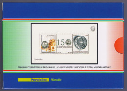 2012 ITALIA REPUBBLICA "150° ANN. LIRA ITALIANA" FOGLIETTO LAMINA ARGENTO - 2011-20: Mint/hinged