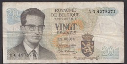 België Belgique Belgium 15 06 1964 20 Francs Atomium Baudouin. 3 G 4278271 - 20 Franchi