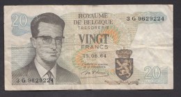 België Belgique Belgium 15 06 1964 20 Francs Atomium Baudouin. 3 G  9629224 - 20 Franchi