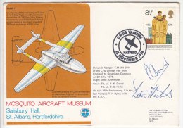 RAF 1976 Flown Limited Autograph Cover, Vampire, Hatfield, Mosquito Aircraft Museum, Airplane, Defence, - Lettres & Documents
