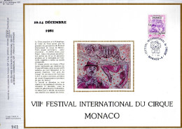 Feuillet Tirage Limité CEF 187 Soie Festival International Du Cirque Monaco - Cartas & Documentos