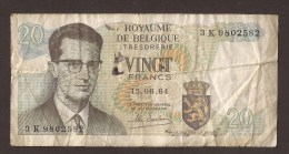 België Belgique Belgium 15 06 1964 20 Francs Atomium Baudouin. 3 K  9802582 - 20 Francs