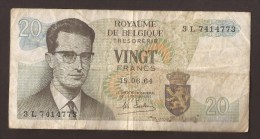 België Belgique Belgium 15 06 1964 20 Francs Atomium Baudouin. 3 L 7414773 - 20 Franchi