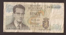 België Belgique Belgium 15 06 1964 20 Francs Atomium Baudouin. 3 M 7089223 - 20 Francos