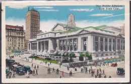 Cpa New York City, The Public Library, Vieilles Voitures - Manhattan