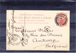 Grande Bretagne - Carte Postale De 1898 - Entier Postal - Oblitération Hull - Expédié Vers La Belgique - Anvers - Luftpost & Aerogramme