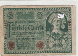 Billets -  B1288 - Allemagne  - 50 Mark 1920 ( Type, Nature, Valeur, état... Voir 2 Scans) - Otros & Sin Clasificación