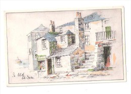 In OLD St Ives Cornwall USED 1940'S 1950'S ART DRAWN PC - St.Ives