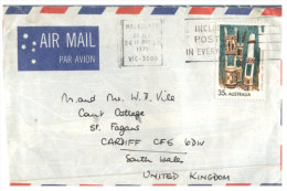 (351) Australia To UK Air Mail Letter - 1970's - Covers & Documents